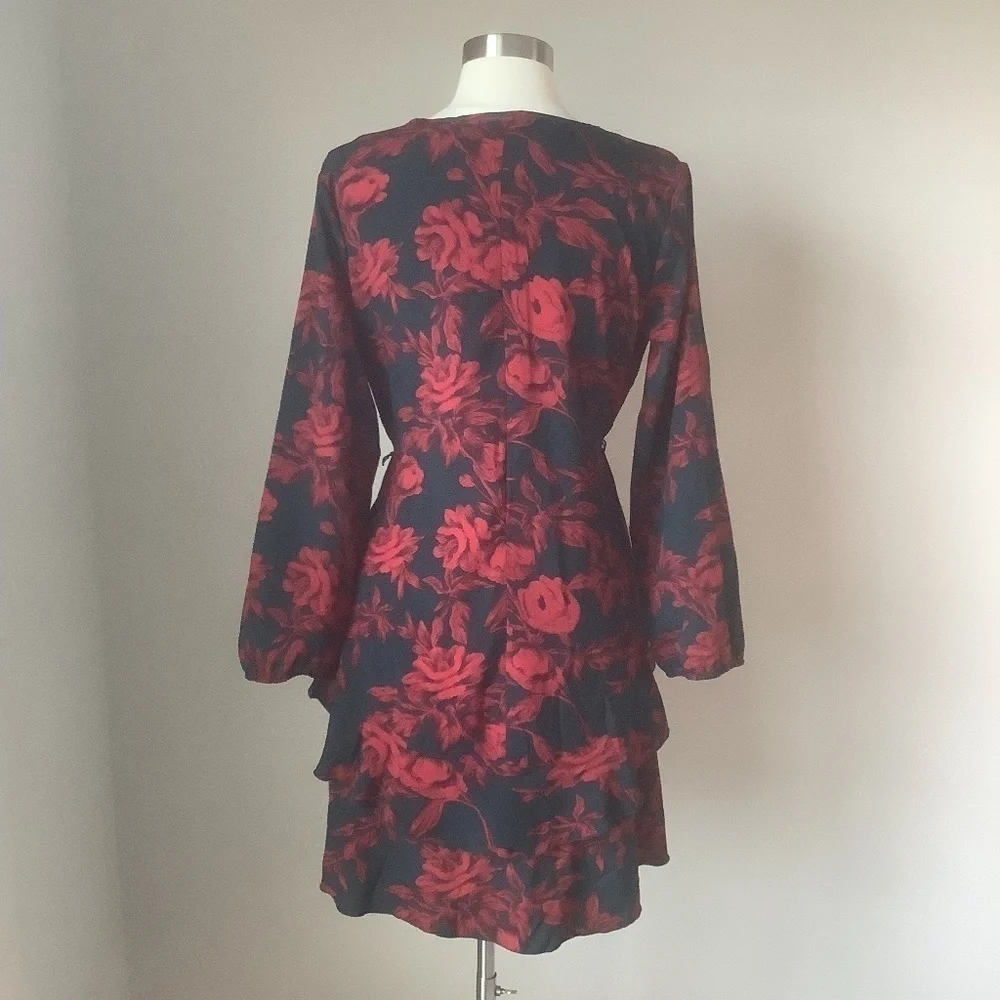 NEW Women Dress V Neck Floral Mini Party Dress M - Picture 8 of 14